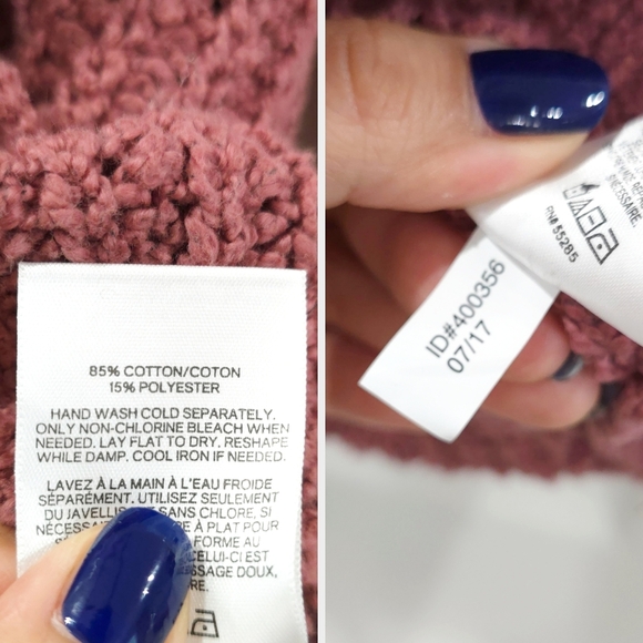 EXPRESS Nwt Cozy Chunky Knit Ruffle Sweater in Mauve Dusty Rose, Oversized, S - Picture 7 of 12